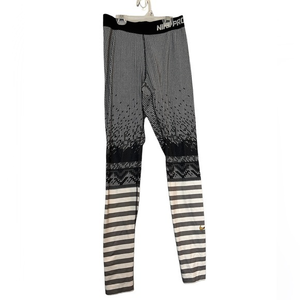 NIKE PRO COMBAT HYPERWARM HTF RARE PRINT BLACK‎ TIGHTS SMALL